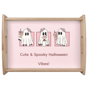 Kawaii Halloween Serving Tray – Cute Pink Ghosts
