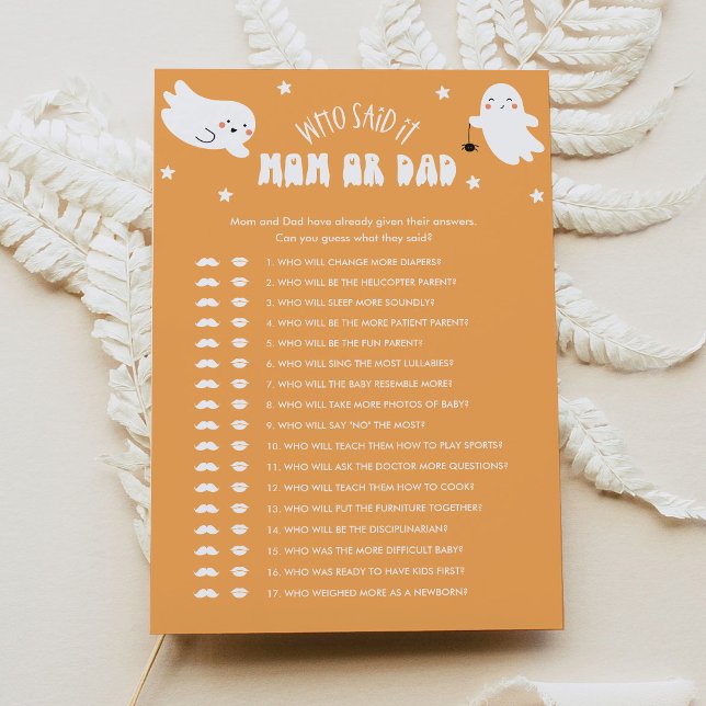 Kawaii Halloween Who Said It Mom or Dad Baby Game Invitation (Creator Uploaded)