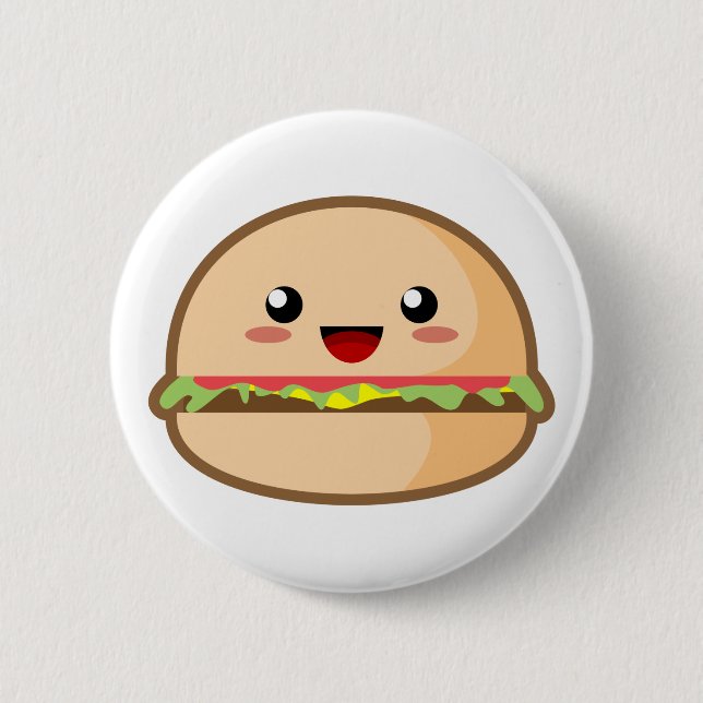 Kawaii Hamburger Pinback Button (Front)