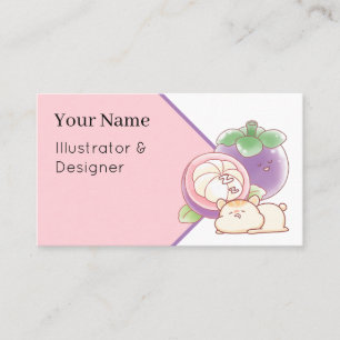 Kawaii Hamster Mangosteen - Cute Fruity Nap Aesthe Business Card