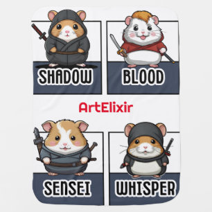 Kawaii Hamster Ninja Print Baby Blanket
