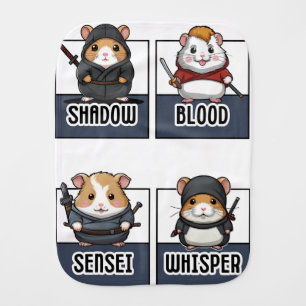 Kawaii Hamster Ninja Print  Baby Burp Cloth
