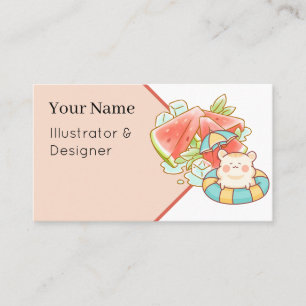 Kawaii Hamster Watermelon Summer - Cute Aesthetic  Business Card