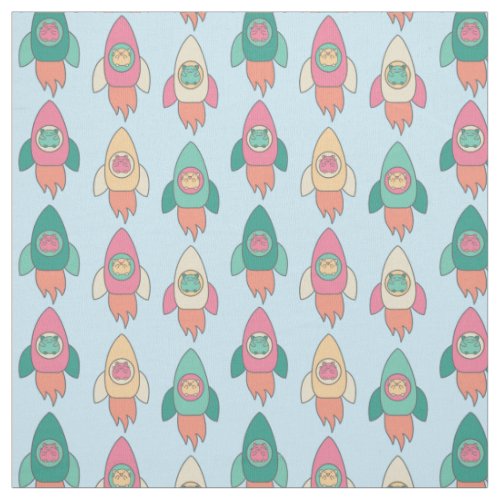 Kawaii Hamsters in Space Rocket Ships Cute Pattern Fabric