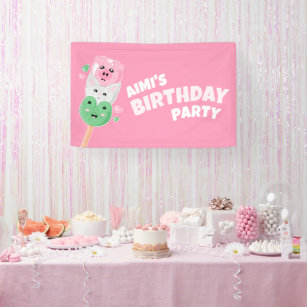 Kawaii Hanami Dango Birthday Party Banner