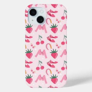 Kawaii Hand-drawn Girly Things Seamless Pattern iPhone 15 Case