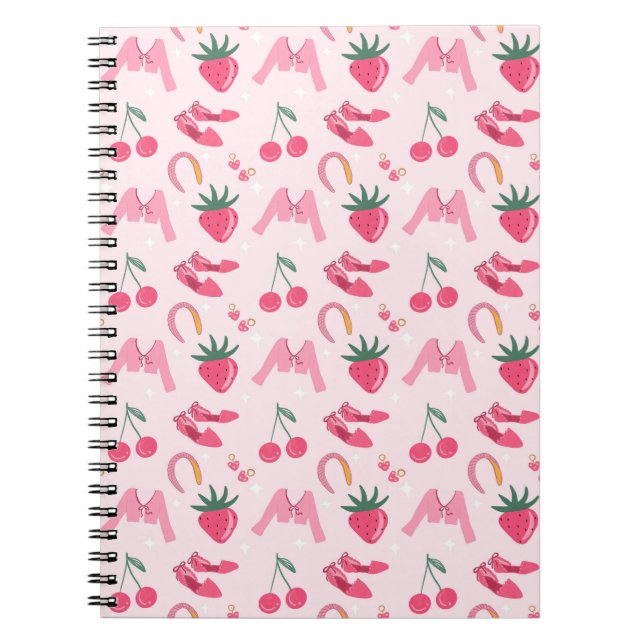 Kawaii Hand-drawn Girly Things Seamless Pattern Notebook (Front)