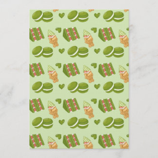 Kawaii Hand-Drawn Matcha Sweets Seamless Pattern Invitation