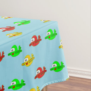 Kawaii happy airplanes tablecloth