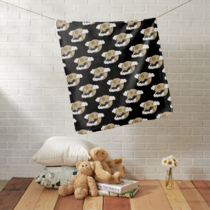 Kawaii Happy Bat Flying on Full Moon Pattern Baby Blanket