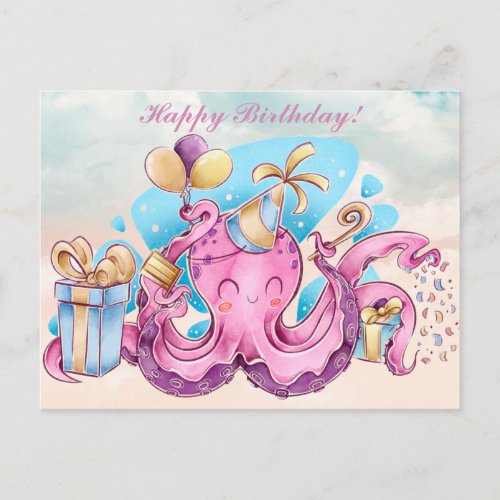 Kawaii Happy Birthday Postcard