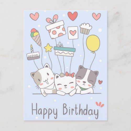 Kawaii Happy Birthday Postcard