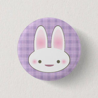 KAWAII HAPPY BUNNY GINGHAM CUTE FACE PINBACK BUTTON