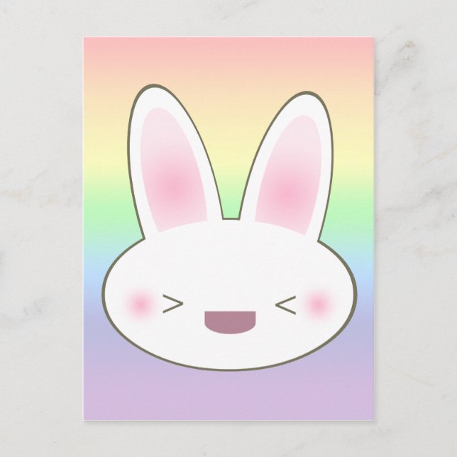 KAWAII HAPPY BUNNY POSTCARD (Front)