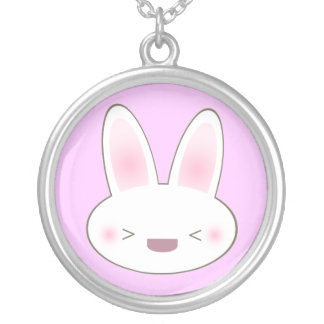Kawaii Happy Bunny Rabbit Sterling Silver Necklace