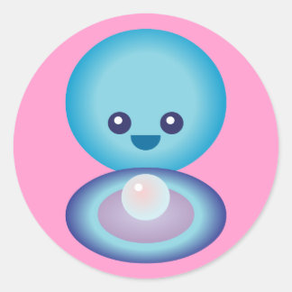 Kawaii Happy Clam Classic Round Sticker