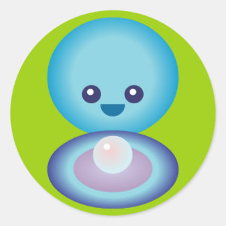 Kawaii Happy Clam Classic Round Sticker