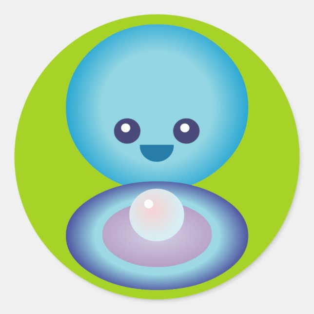 Kawaii Happy Clam Classic Round Sticker (Front)