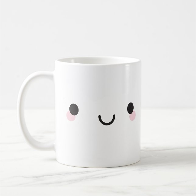 Kawaii Happy Face Coffee Mug (Left)