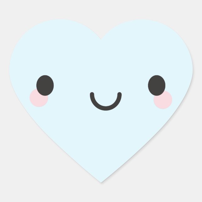 Kawaii Happy Face Heart Sticker (Front)