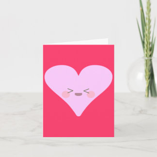 Kawaii Happy Heart Cute Sweet Face Valentine Holiday Card