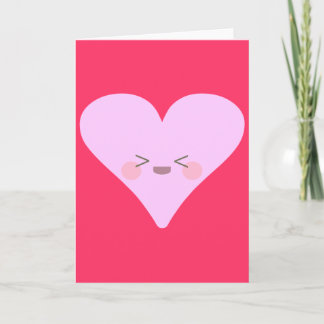 Kawaii Happy Heart Cute Sweet Face Valentine Holiday Card