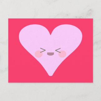 Kawaii Happy Heart Cute Sweet Face Valentine Holiday Postcard