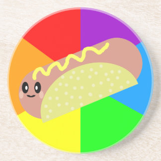Kawaii Happy Hot Dog Rainbow Coaster
