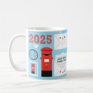 Kawaii Happy Mail 2025 Calendar Coffee Mug
