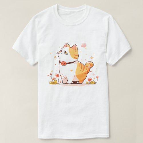 Kawaii Happy Orange Tabby Cat T_Shirt