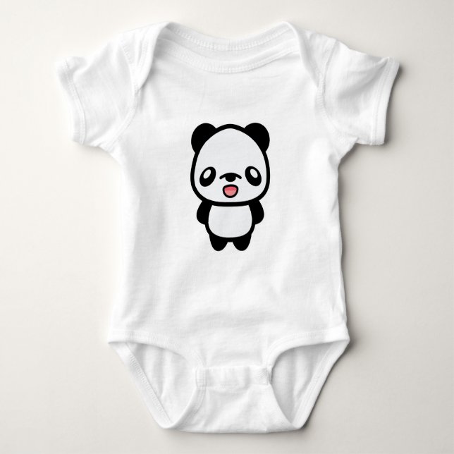 Kawaii Happy Panda Baby Bodysuit (Front)