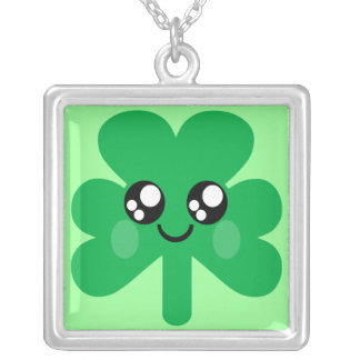 Kawaii Happy Shamrock Silver Plated Necklace