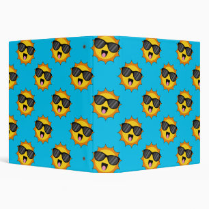 Kawaii Happy Sun with Sunglasses 3 Ring Binder