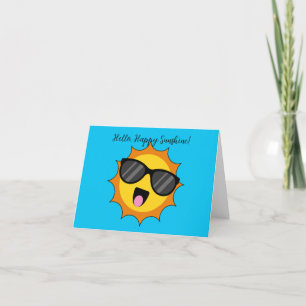 Kawaii Happy Sun with Sunglasses   Add Text Thank You Card