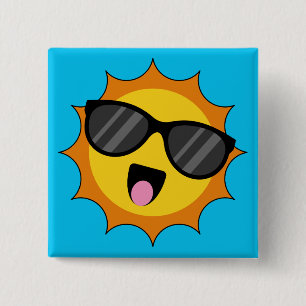 Kawaii Happy Sun with Sunglasses Button