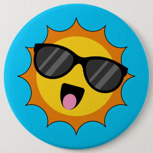 Kawaii Happy Sun with Sunglasses Button