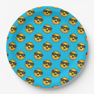 Kawaii Happy Sun with Sunglasses Paper Plates