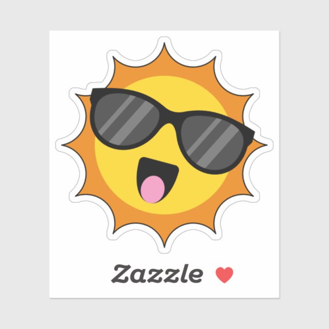 Kawaii Happy Sun with Sunglasses Sticker (Sheet)