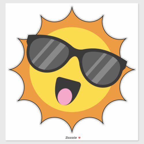 Kawaii Happy Sun with Sunglasses Sticker