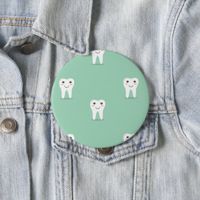 Kawaii happy tooth button (In Situ)