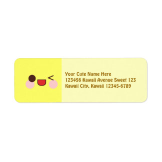 Kawaii Happy Wink Face Yellow Label