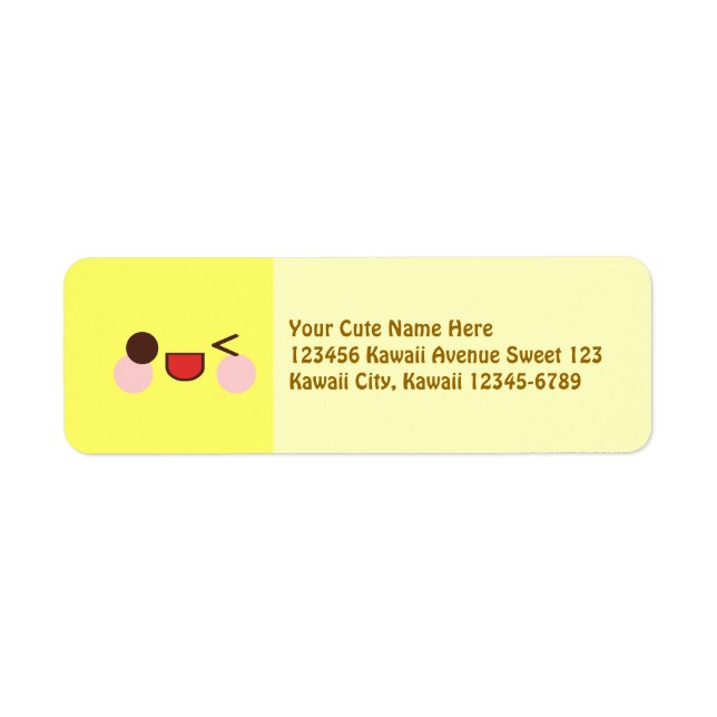 Kawaii Happy Wink Face Yellow Label (Front)