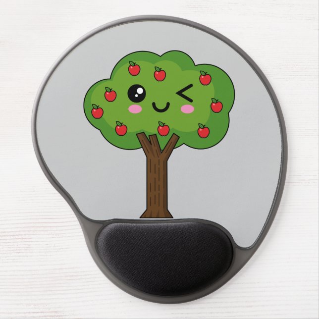 Kawaii Happy Winking Apple Tree Gel Mouse Pad (Front)