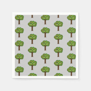 Kawaii Happy Winking Apple Tree Napkins