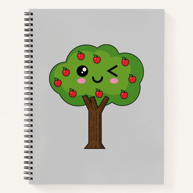 Kawaii Happy Winking Apple Tree Notebook