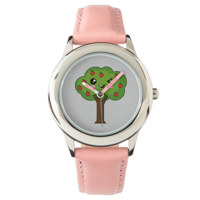 Kawaii Happy Winking Apple Tree Watch (Front)