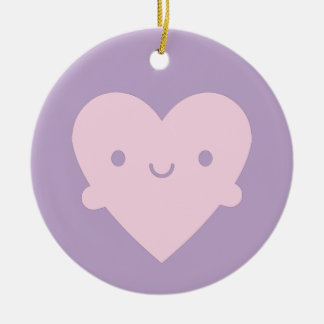 Kawaii Heart Hugs Ceramic Ornament
