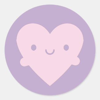 Kawaii Heart Hugs Classic Round Sticker