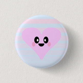 KAWAII HEART STRIPES PIN BUTTON