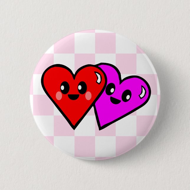KAWAII HEARTS VALENTINE'S DAY CHECKERBOARD PIN (Front)